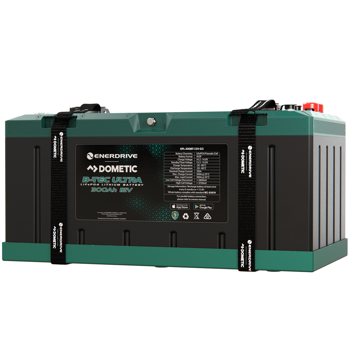 Enerdrive B-TEC ULTRA 12V 300Ah Lithium Battery IP67 Waterproof