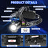 Bright LED Headlamp with Digital Display & Motion Sensor – Rechargeable 3500 Lumens Flashlight for Camping, Hiking, Fishing, and Night Running (Black)