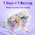 Cube-Shaped Weekly Pill Organizer with Carabiner Clip – 7 Compartment Portable Medicine Case, Airtight & Moisture-Resistant for Daily Vitamins or Emergency Use (Rainbow)