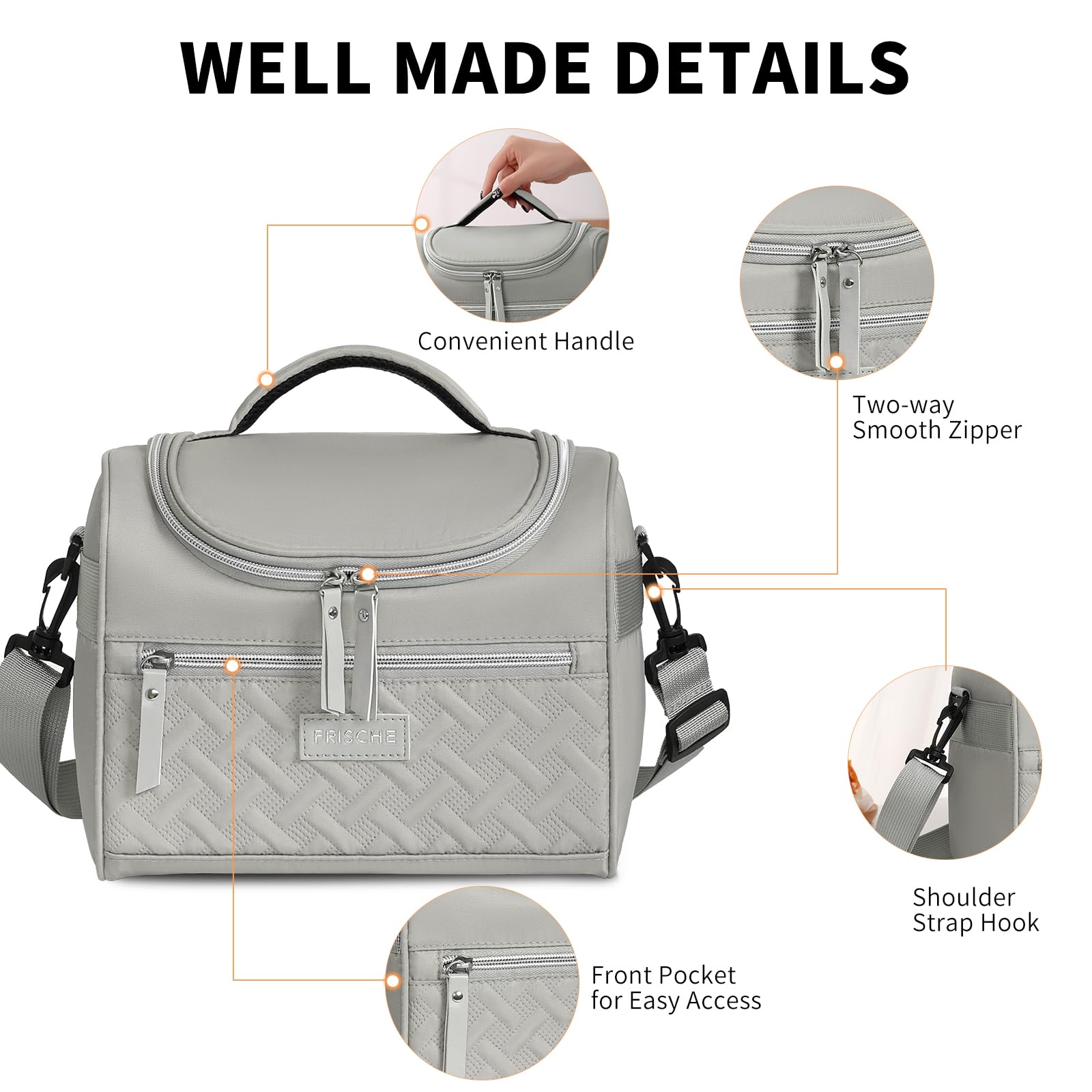 Insulated Lunch Bag with Adjustable Shoulder Strap – 8L Cooler Tote for Work, School, Picnic & Outdoor Use (Grey) | Other Colors Available in Store