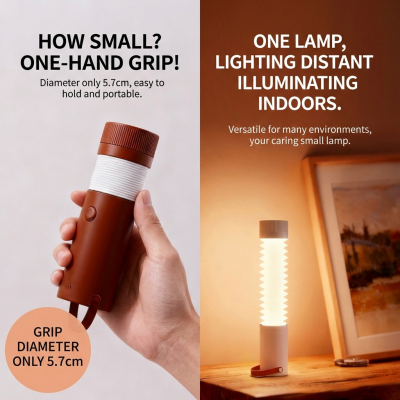 Foldable Outdoor Camping Light with Dual Brightness Modes – Rechargeable Red LED Tent Lamp, IP65 Waterproof, Magnetic Base & Adjustable Neck for Hiking and Emergency Use (Red)