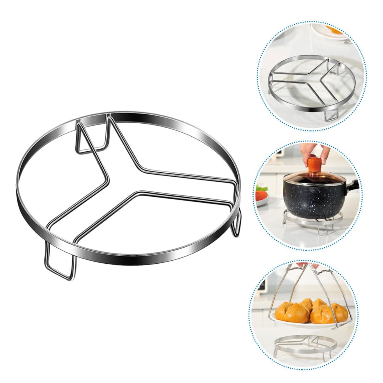316 Stainless Steel Steam Rack for Cooking – Adjustable Kitchen Pot Stand with Heat-Resistant Design, Multi-Functional Steamer Base for Pots and Dishes (L,18cm)