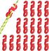 Rope Adjuster, 16pcs Aluminum Rope Tensioner, Tent Wind Rope Buckle, Rope Tensioner for Camping Hiking Backpacking Picnic Outdoor Tent Accessories 16 Pieces - Red Opening