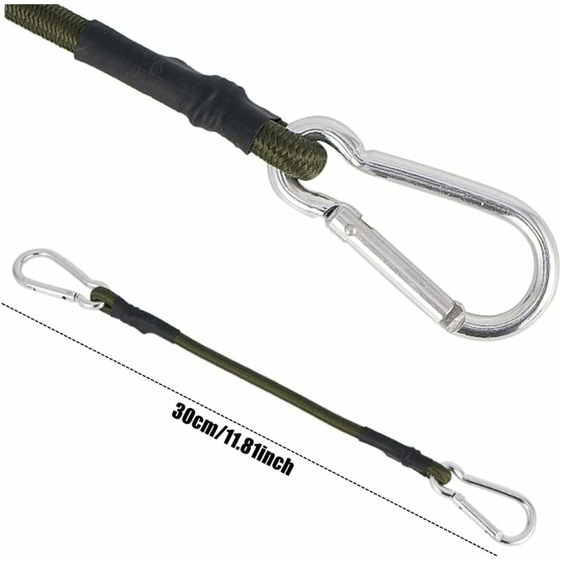 2 Pack 30Cm Heavy Duty Mini Bungee Cords With Carabiner For Camping, Luggage, Travel