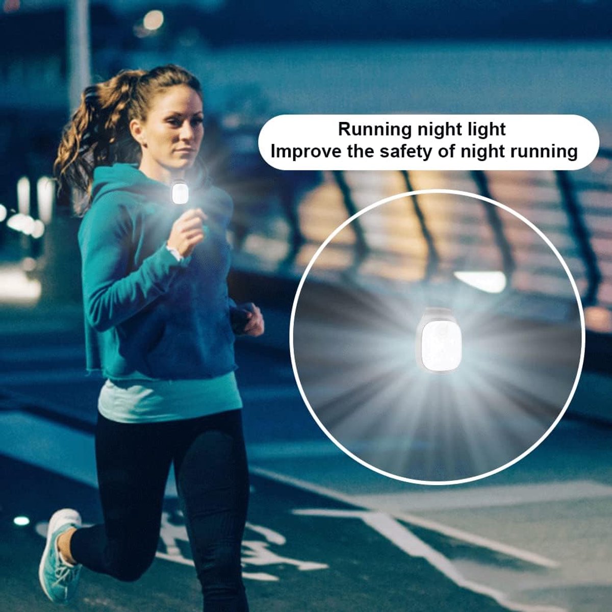LED clip-on lights, set of 2, rechargeable, waterproof, safety lighting, running accessory, suitable for jogging, walking, running, fishing, camping and hiking.
