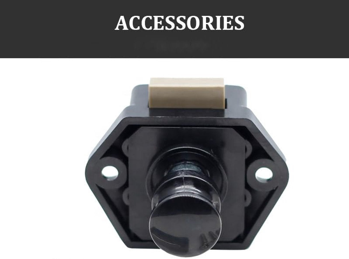 5-Piece Push Button Lock - Push Button for Motorhome - Door Lock - Locking Button for Shutter Door - For Camping, RV, Motorcycle, Caravan - Black