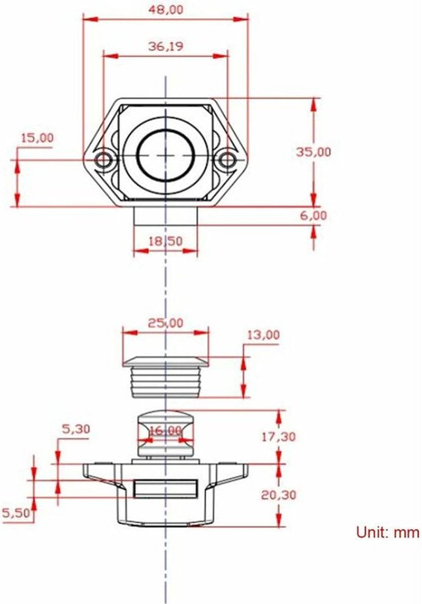 Push button for camper van - Locking button for shutter door - for camping RV, motorcycle, caravan, 5 pieces (nickel)