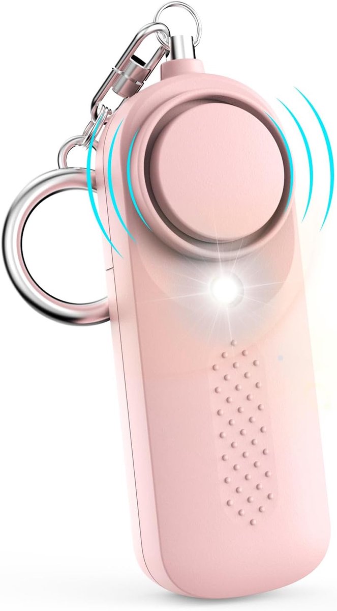 Personal alarm - 130 dB - Security siren - Self-defense siren - With LED light-up keychain - For children, women, students and seniors (pink)