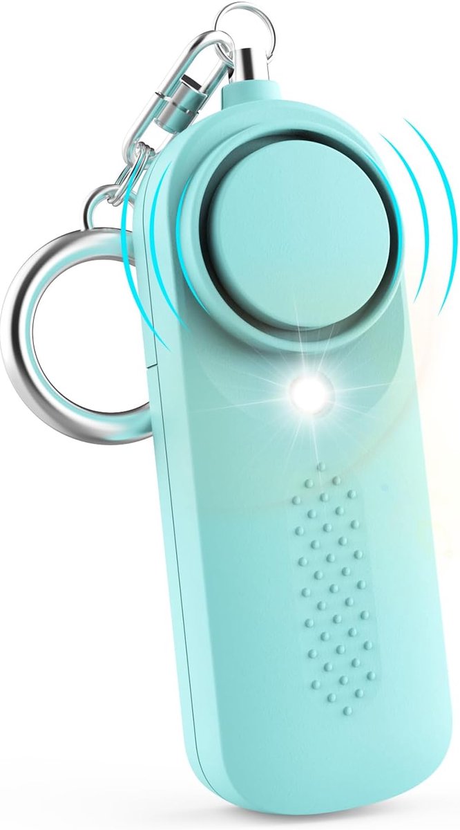 Personal Alarm - 130 dB - Security Siren - Self-Defense Siren - With LED Light-Up Keyring - For Children, Women, Students and Seniors (Blue)