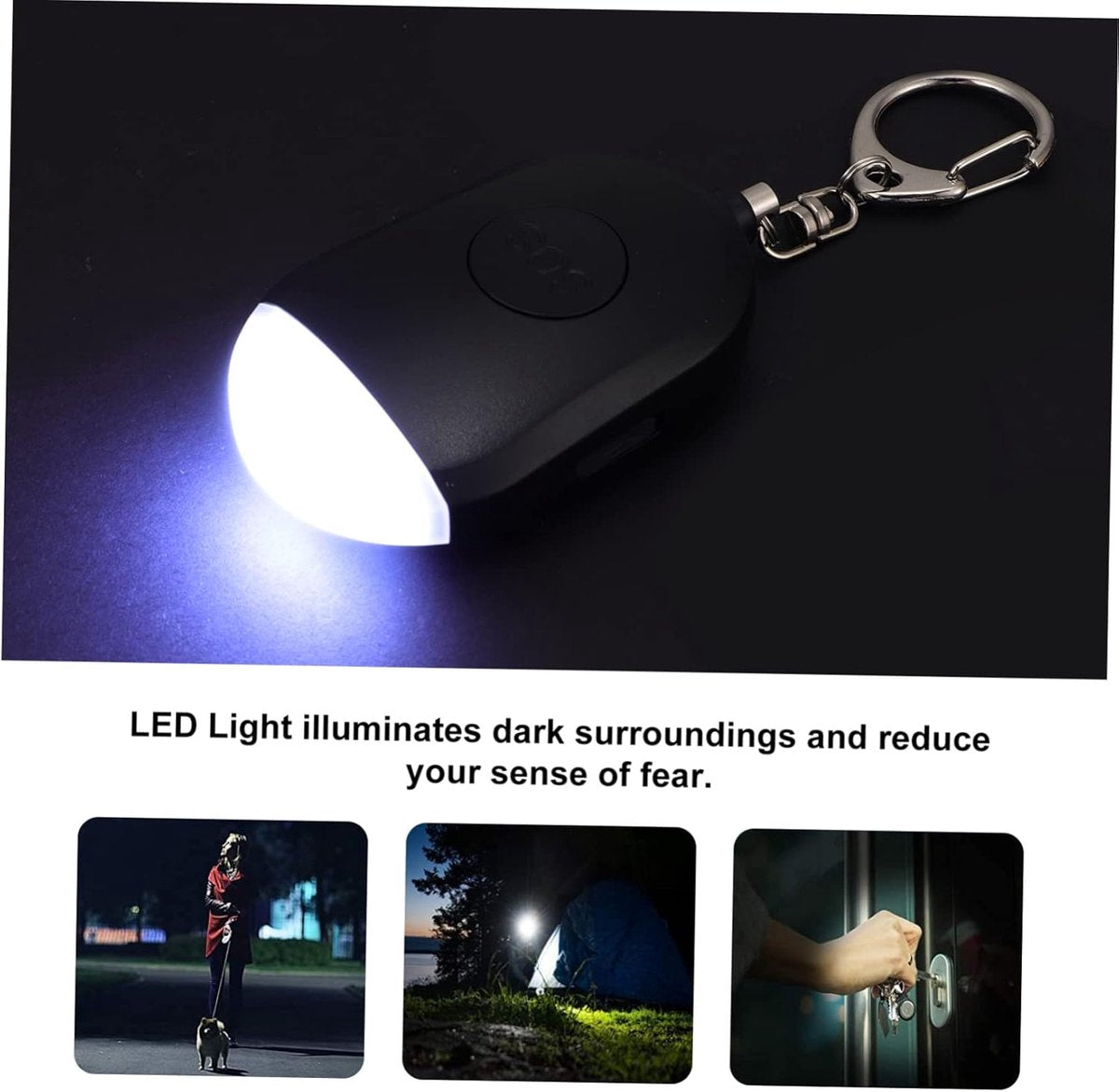 Portable Security Alarm - Personal Alarm - with LED - Emergency Alarm - SOS Button - Alarm Keychain - for Women - Personal Alarm for Outdoor Activities - Personal Alarm Keychain (Black)
