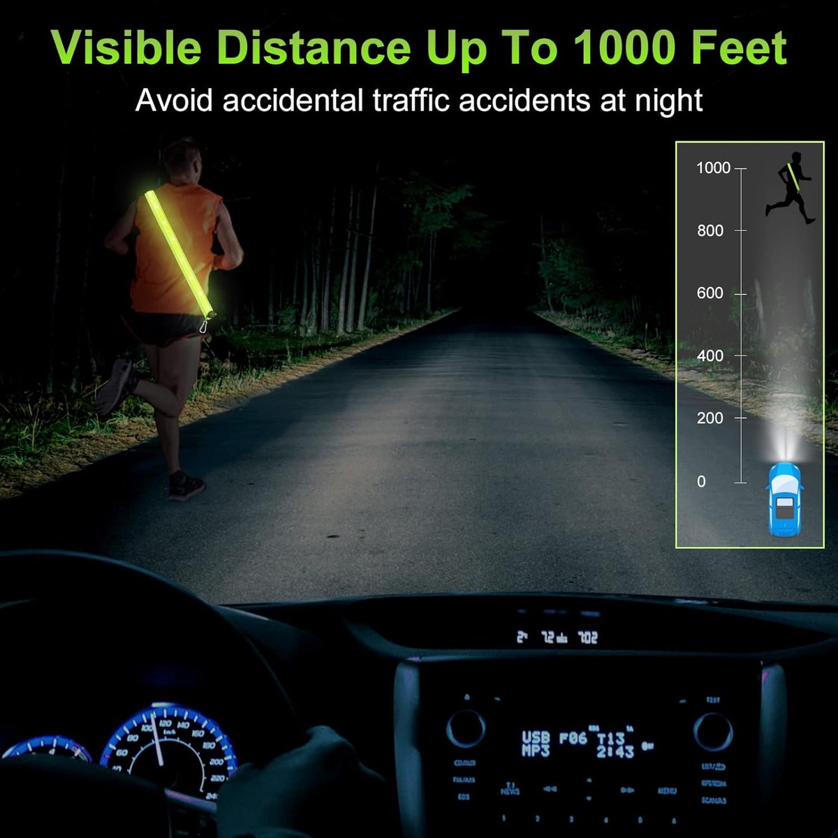 Running light - Chest light - Sports running light - Chest walking light - USB rechargeable - Running vest