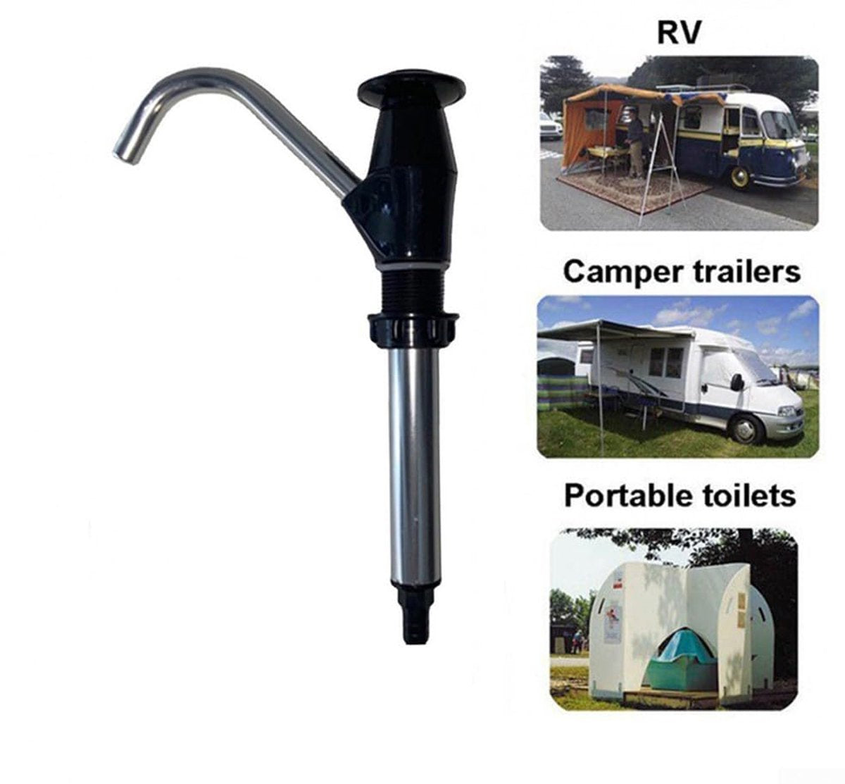 Manual Water Pump - Manual Water Pump for Sink - Manual Water Pump - For Caravan Sink Tap for Caravan, Motorhome, Boat, Work Vehicle - Black