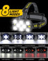Headlamp - Rechargeable LED Headlamp - 10 LEDs - Extra powerful - 1000 lumens - 150-meter beam distance - Adjustable