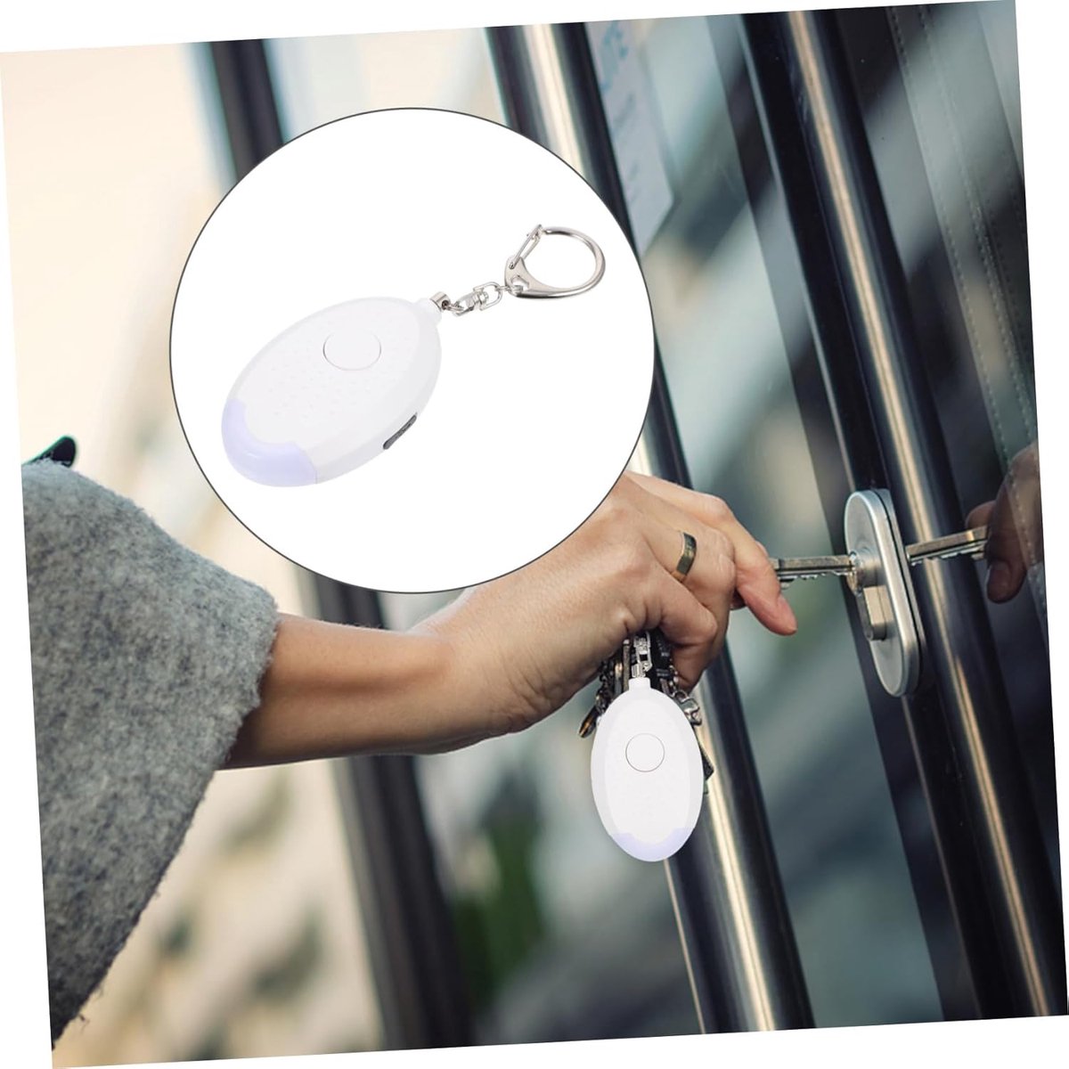 Alarm - Personal Alarm - Alarm Keychain - Powerful SOS Siren Button for Women - Anti-kit - Compact and User-Friendly Keychain Alarm with LED Light (White)