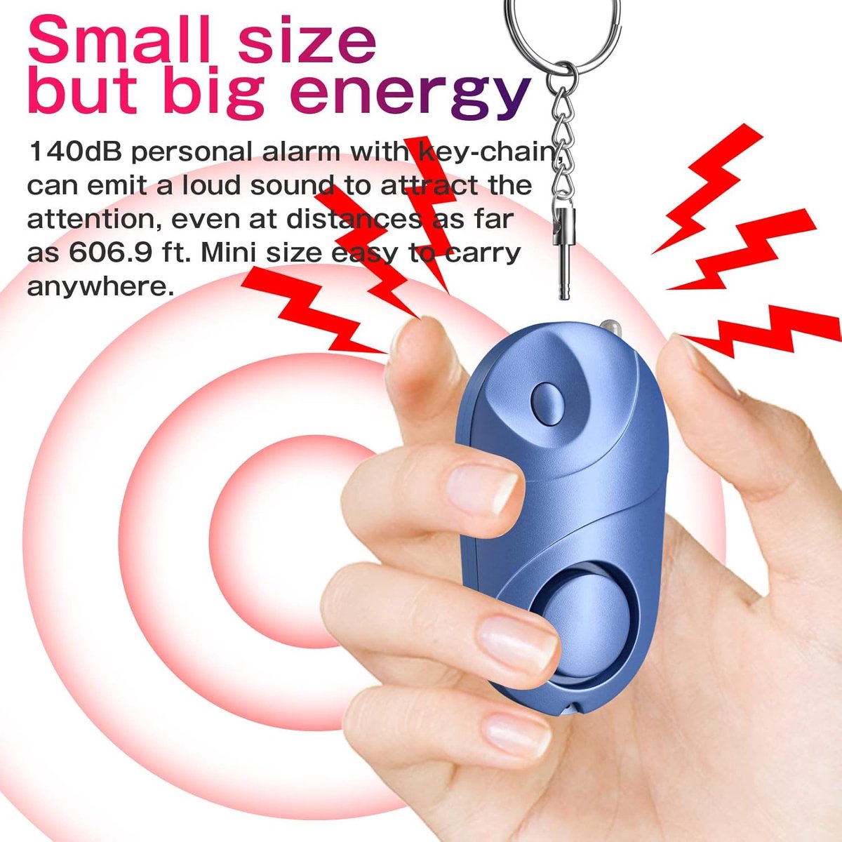 Panic Alarm - Personal Alarm - Personal Pocket Alarm - Keychain Siren - Safe Audible Personal Security Alarm - 130 dB with LED Light - For Children, Women and the Elderly (Black)