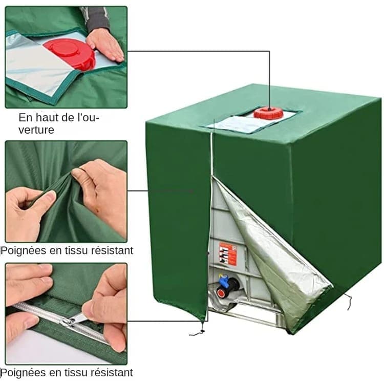 Waterproof UV Resistant IBC Garden Water Tank Cover, 210D Oxford with Zipper, Green