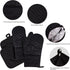Heat Resistant Oven Mitts & Grill Gloves Anti-Slip Kitchen Potholders, Black, up to 300°C, Compatible with Cooking and Baking