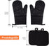 Heat Resistant Oven Mitts & Grill Gloves Anti-Slip Kitchen Potholders, Black, up to 300°C, Compatible with Cooking and Baking