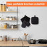 Heat Resistant Oven Mitts & Grill Gloves Anti-Slip Kitchen Potholders, Black, up to 300°C, Compatible with Cooking and Baking