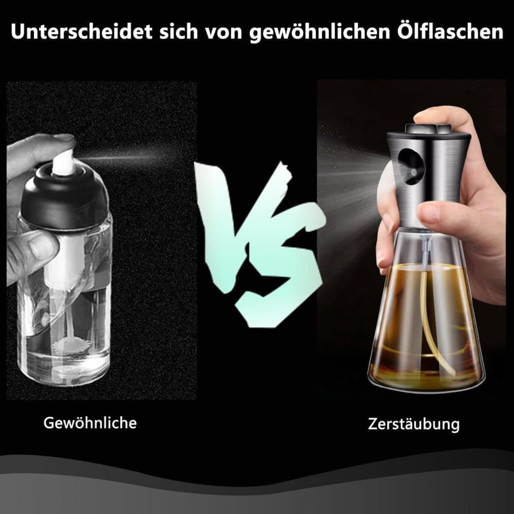 Stainless Steel and Glass Oil Spray Bottle 200 ml, Conical Design for Cooking Grilling Baking