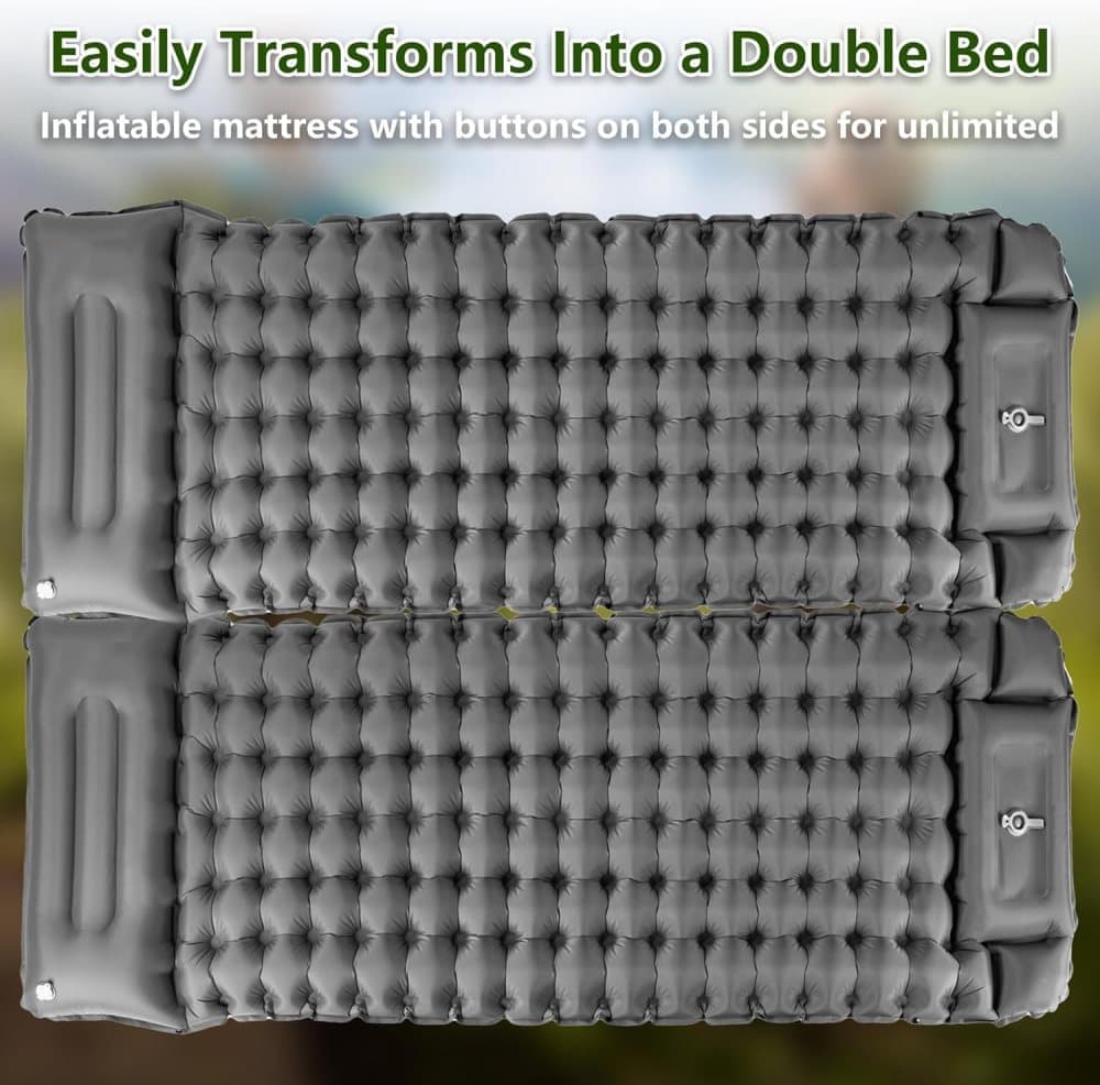 10cm Self-inflating Mattress, Blue, Waterproof Lightweight Tear-Resistant for Camping Beach Hiking with Foot Pump