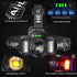 18000lm LED Headlamp USB Rechargeable Waterproof with Motion Sensor, Black