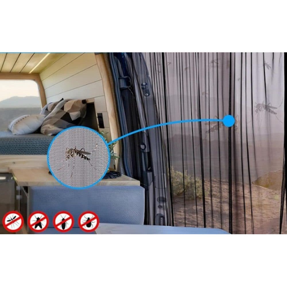 Universal Mosquito and Sun Protection Net for Car Trunk, 210 × 150 cm, Black, Compatible with Motorhomes and Camping