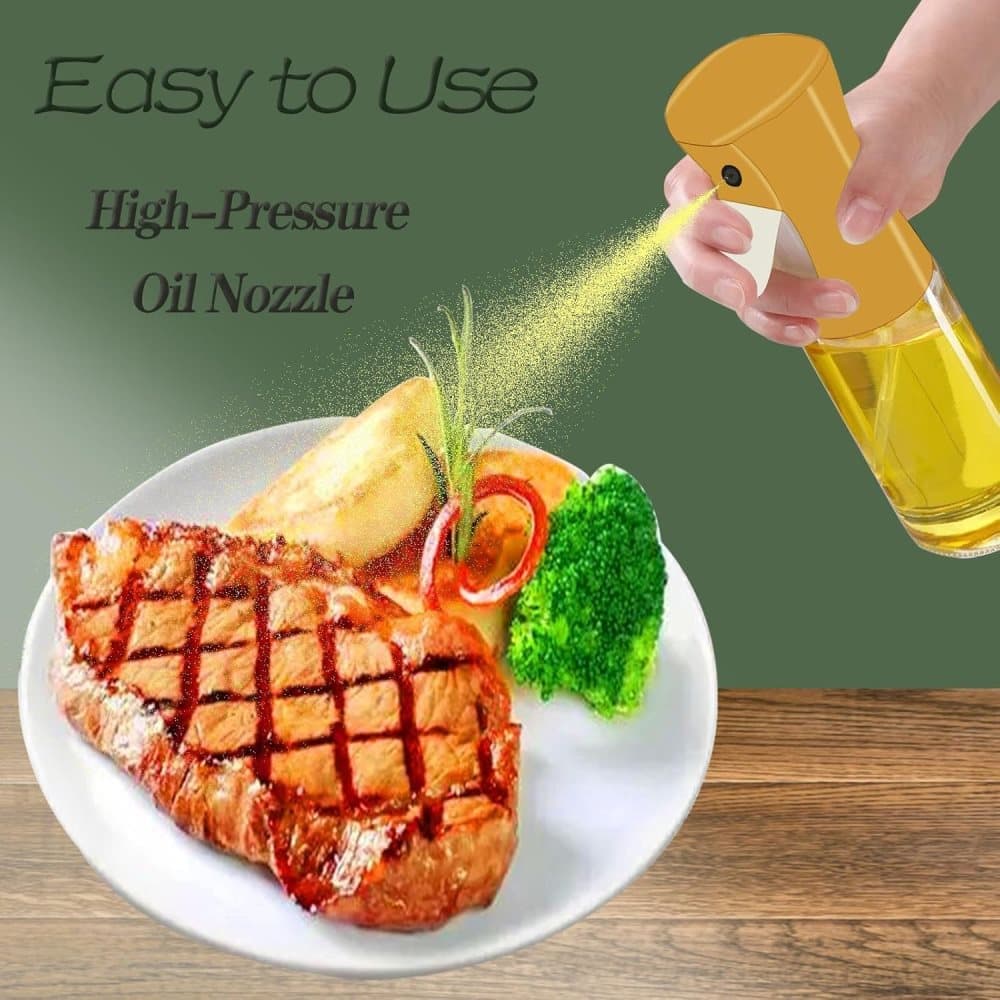 1PC Oil Spray 220 ml, BPA-free Glass Bottle for Cooking & Grilling, Even Spray, Compatible with Oil and Vinegar, Orange