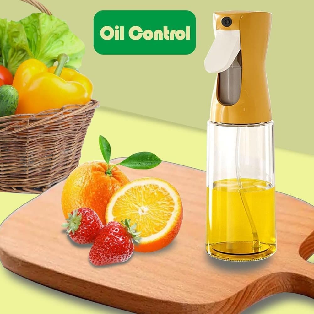1PC Oil Spray 220 ml, BPA-free Glass Bottle for Cooking & Grilling, Even Spray, Compatible with Oil and Vinegar, Orange