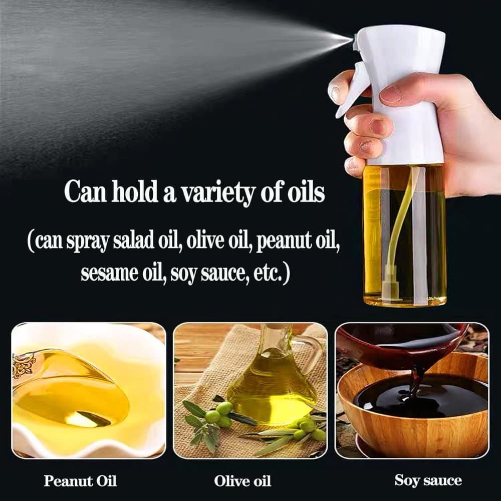 Oil Spray 220 ml, BPA-free Glass Bottle with Even Spray for Cooking & Grilling, Compatible with Oil and Vinegar, White, 1PC