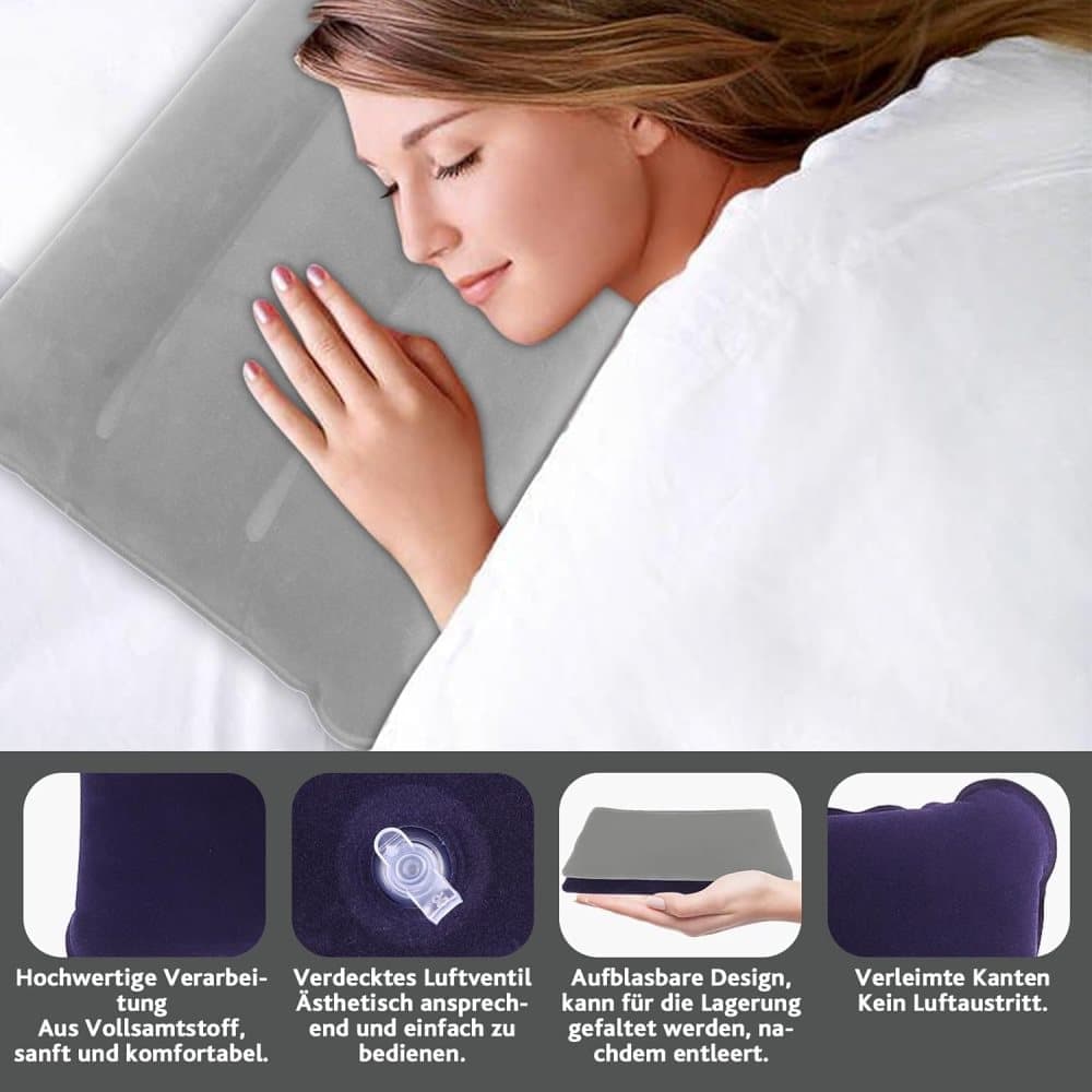 2-Pack Inflatable Travel Pillow, Compact Headrest Pillow for Camping and Travel, Portable, SZ3