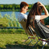 1 Lightweight Folding Camping Chair with Carry Bag, Padded Collapsible Sun Chair in Aluminum, Black