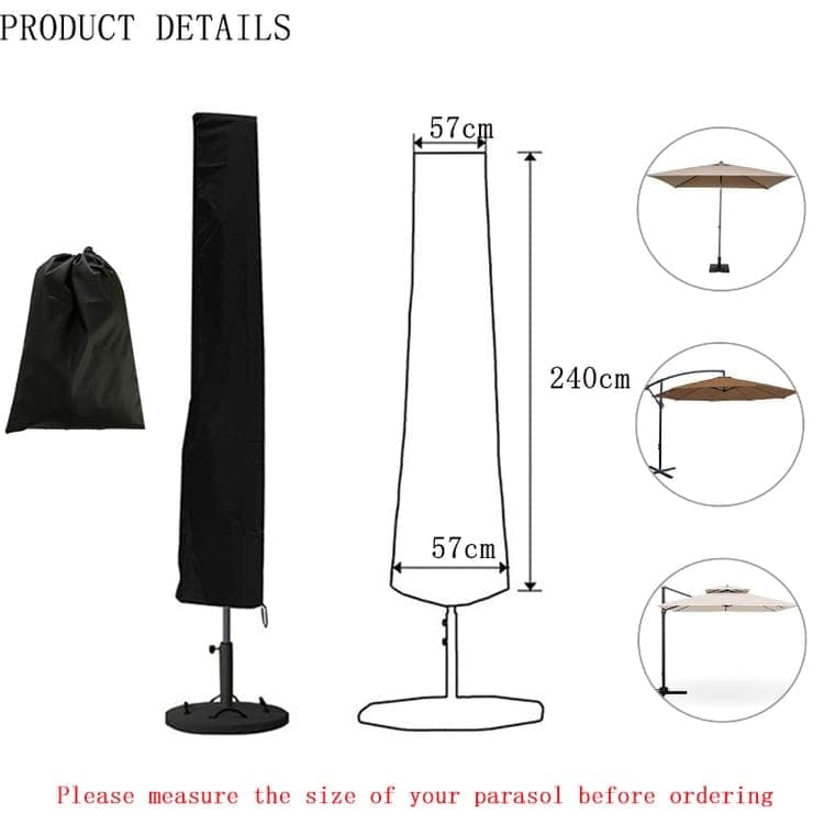 Waterproof Dustproof UV-Protected Parasol Cover, 240x57x57cm