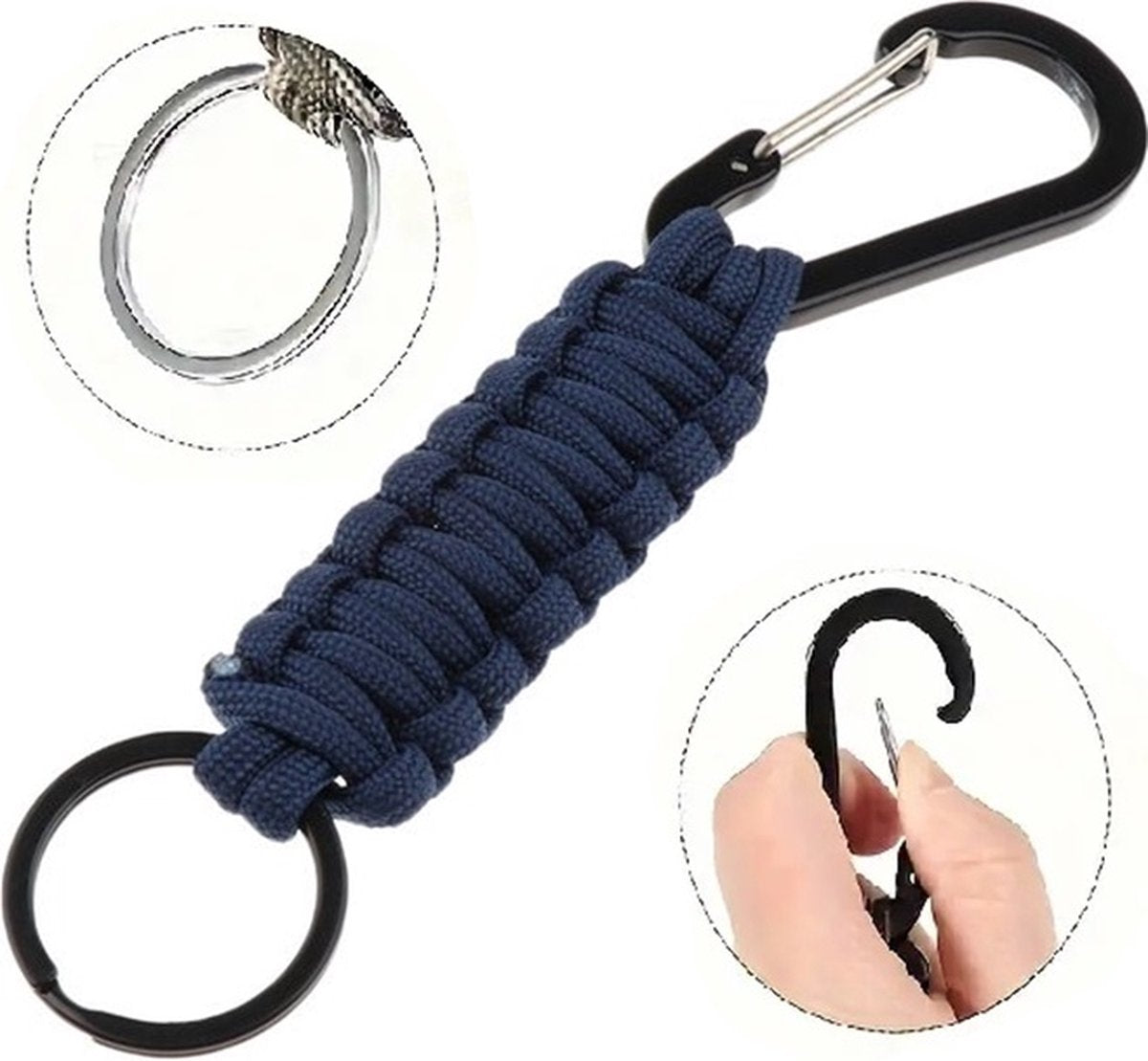 Paracord Survival Keychain with Carabiner | Emergency Kit | Extra Strong | Blue