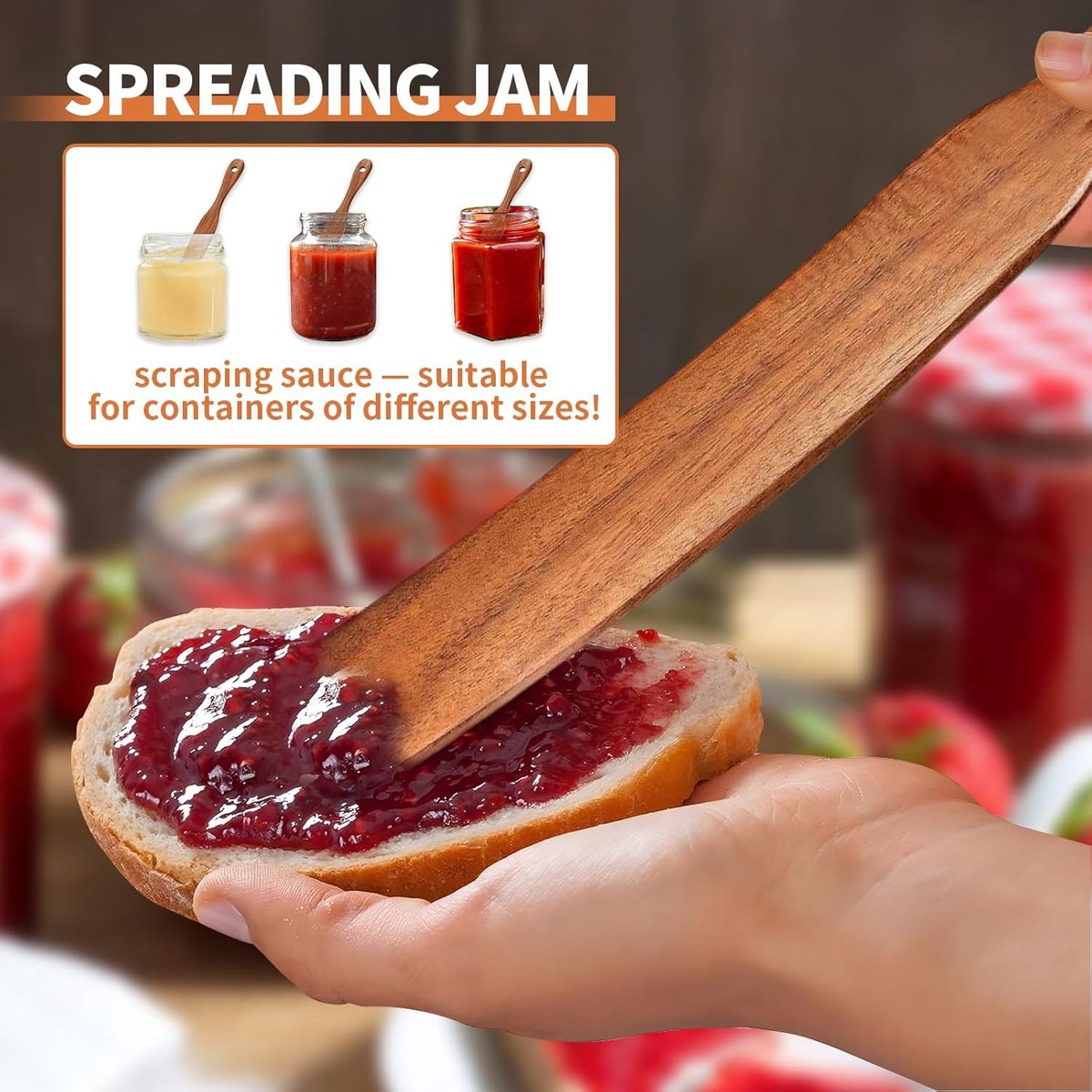 Slim wooden Spurtle - Sourdough spatula for baking and cooking - Smooth wooden finish - 28 cm Spurtle spoon for starter, flour and mixing - Natural wooden Spurtle spatula