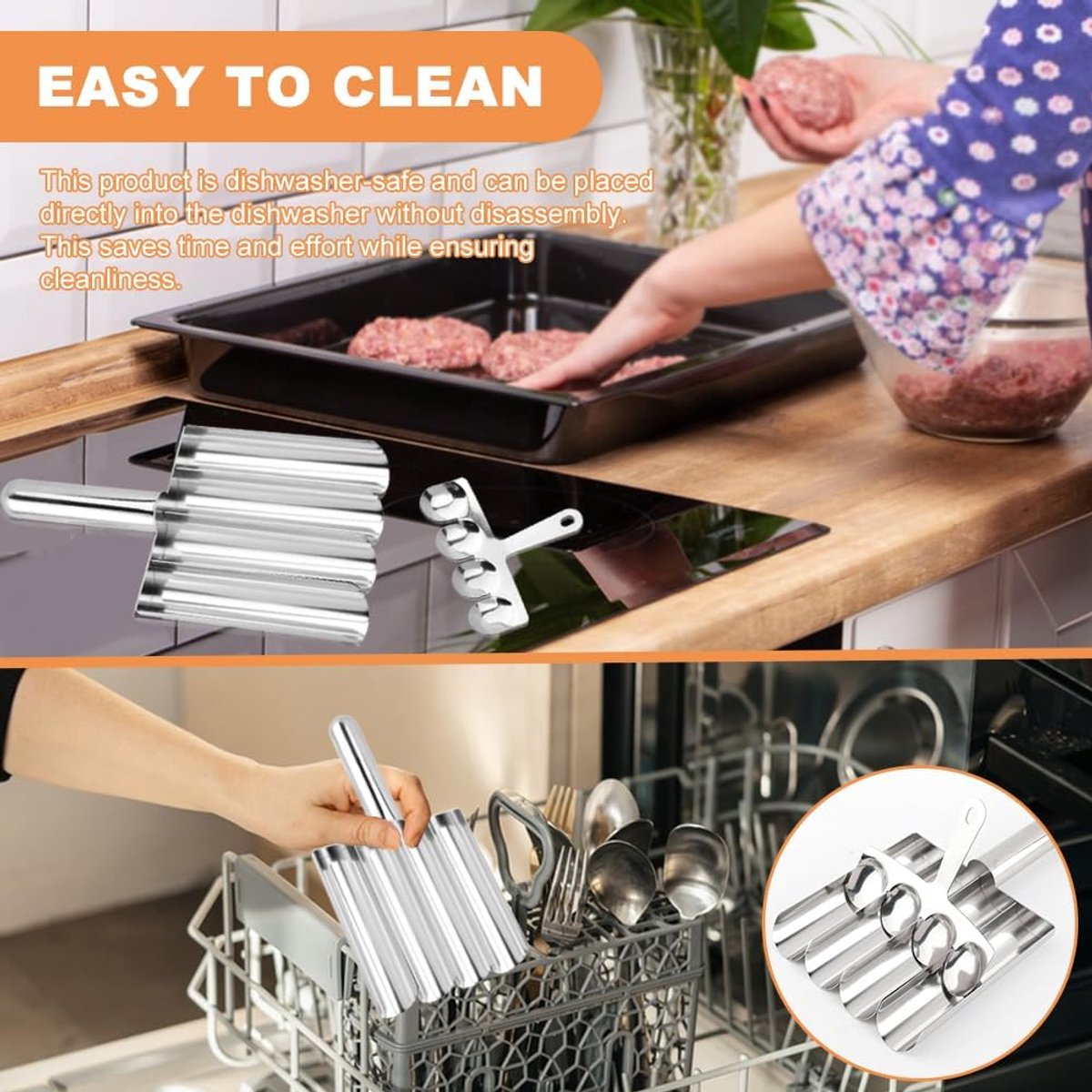 Meatball maker, stainless steel non-stick meatball maker, portable meatball scooper kitchen restaurant must-have meatball maker set, home cooking tools