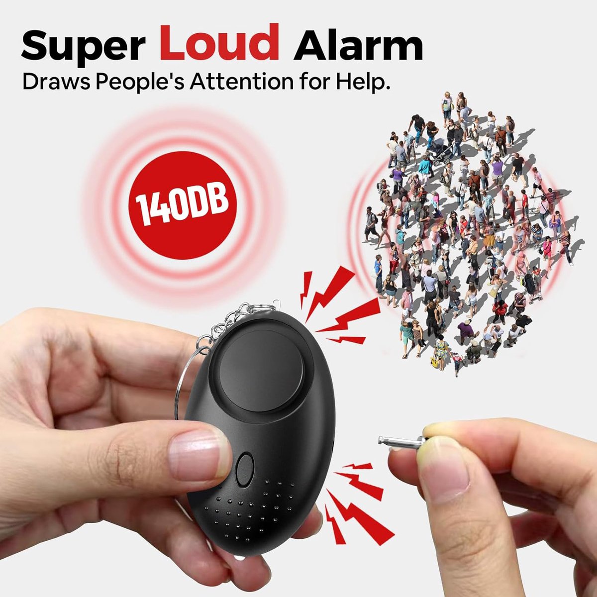 Pieces - 140 dB - Personal Alarm - With LED Flashlight And Keychain - Personal Pocket Alarm - Pepper Spray - Panic Alarm - Anti-Wolf Whistle - Keychain - Portable - For Women, Girls And the Elderly - Repelling / Deterring / Self-Defense