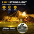 Camping Light String 10 Meters - Ambience Strip - IPX4 Waterproof - Retractable - Rechargeable - Warm White | Outdoor Lighting Garland - Camp Lamp - Camping Lamp - Lights - Light String - Tent Lamp - Rechargeable Camping Lamp With USB C - Outdoor