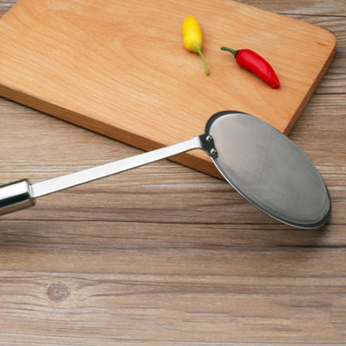 Skimmer - 2 Pieces - Deep-frying Spoon - Deep-frying Scoop - Food Sieve - Skimmer Spoon - Colander Spoon - Draining Potatoes/Vegetables/Pasta - Cooking Supplies - Kitchen Tools - Skimmer Spoon - Sieve - Colander - Hanging - With Handle - ø10 cm - Stainles