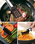Meat Tongs - Set of 3 - Kitchen Tongs - Spaghetti Tongs - Pasta Tongs - Serving Tongs - Cooking Tongs - With Support Feet and Hanging Holes - Salad Tongs - Asparagus Tongs - BBQ Tongs - BBQ Accessories - Stainless Steel and Silicone - Kitchen Utensils - F
