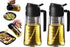2-in-1 Olive Oil Sprayer - 470 ML - Glass - Olive Oil Bottle with Pour and Spray Function - Oil Atomizer - Oil Pump Cooking & Baking Spray - Refillable Oil Glass - BBQ Accessories - Airfryer - BPA-free - For Kitchen, Barbecue, Salads - 2 Pieces