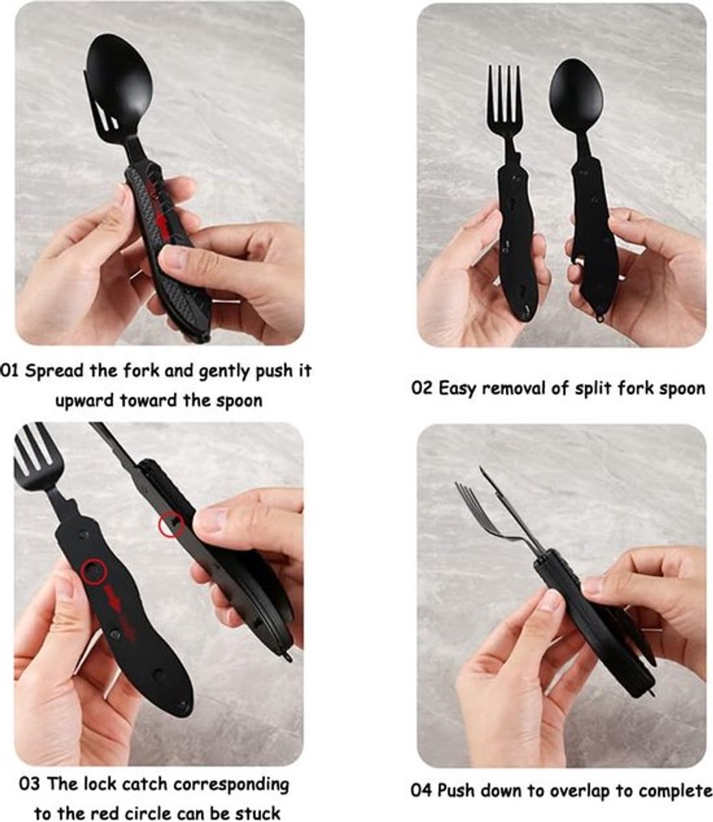 3-In-1 Camping Cutlery - Knife, Fork, Spoon - Foldable Camping Cutlery Multitool - Collapsible - Camping Cutlery - Camping Cutlery - Folding Cutlery - Gift For Men & Women