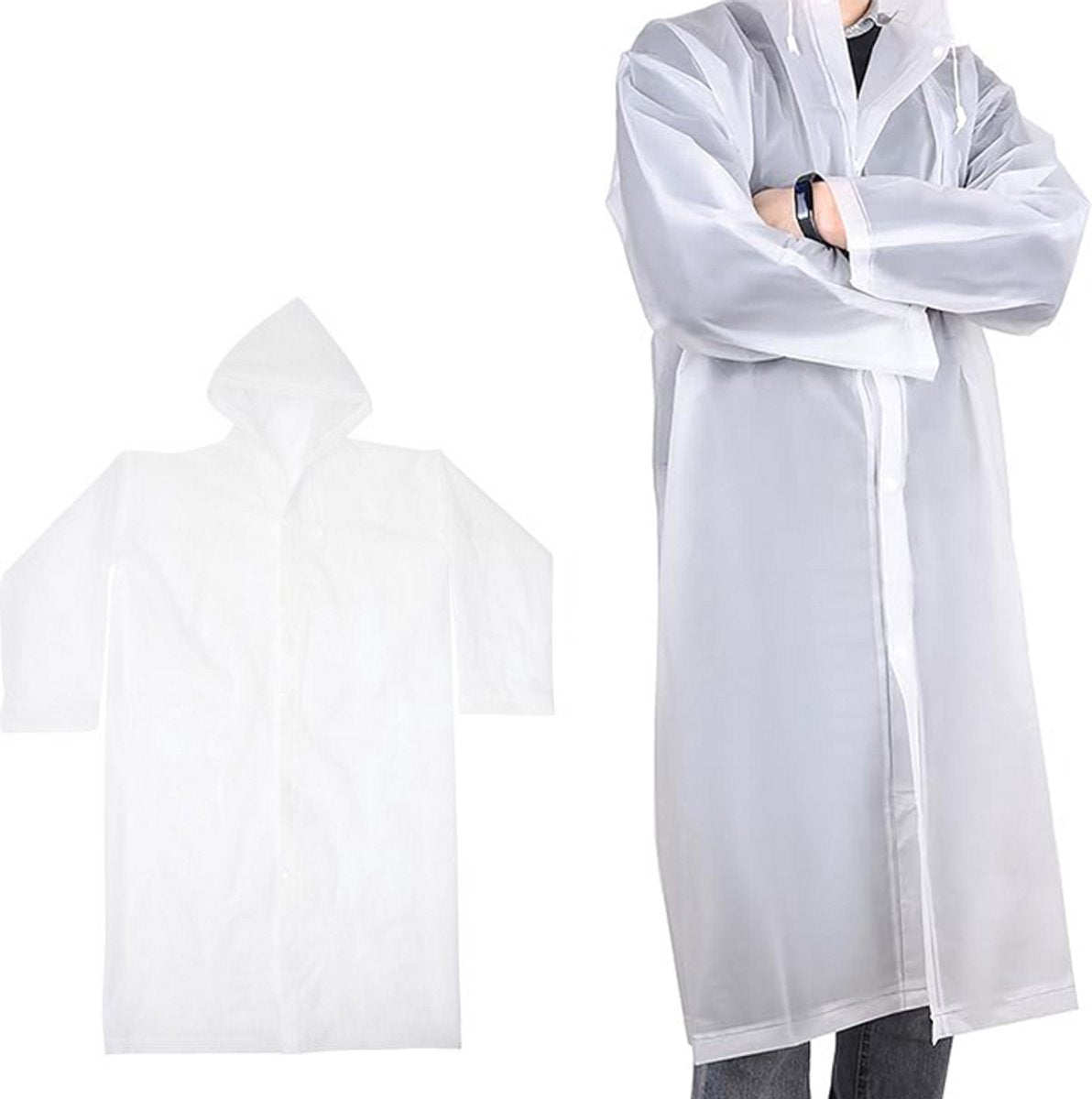 Rain Ponchos - Reusable Rain Poncho for Adults (Transparent EVA) - Raincoat - Rain Cape - Mackintosh for Camping - Suitable for Hiking, Festivals, Cycling, Motorcycle - Unisex - Lightweight - Waterproof - 1 piece