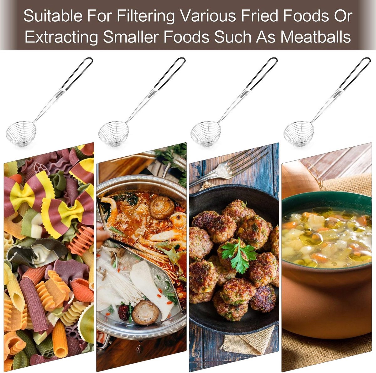 6 Pieces - Fondue nets - Stainless steel fondue nets - Fondue net - Fondue nets - Fondue baskets - Fondue strainer - with handle - for boba pearls, pasta, tortellini, meatballs and cooking