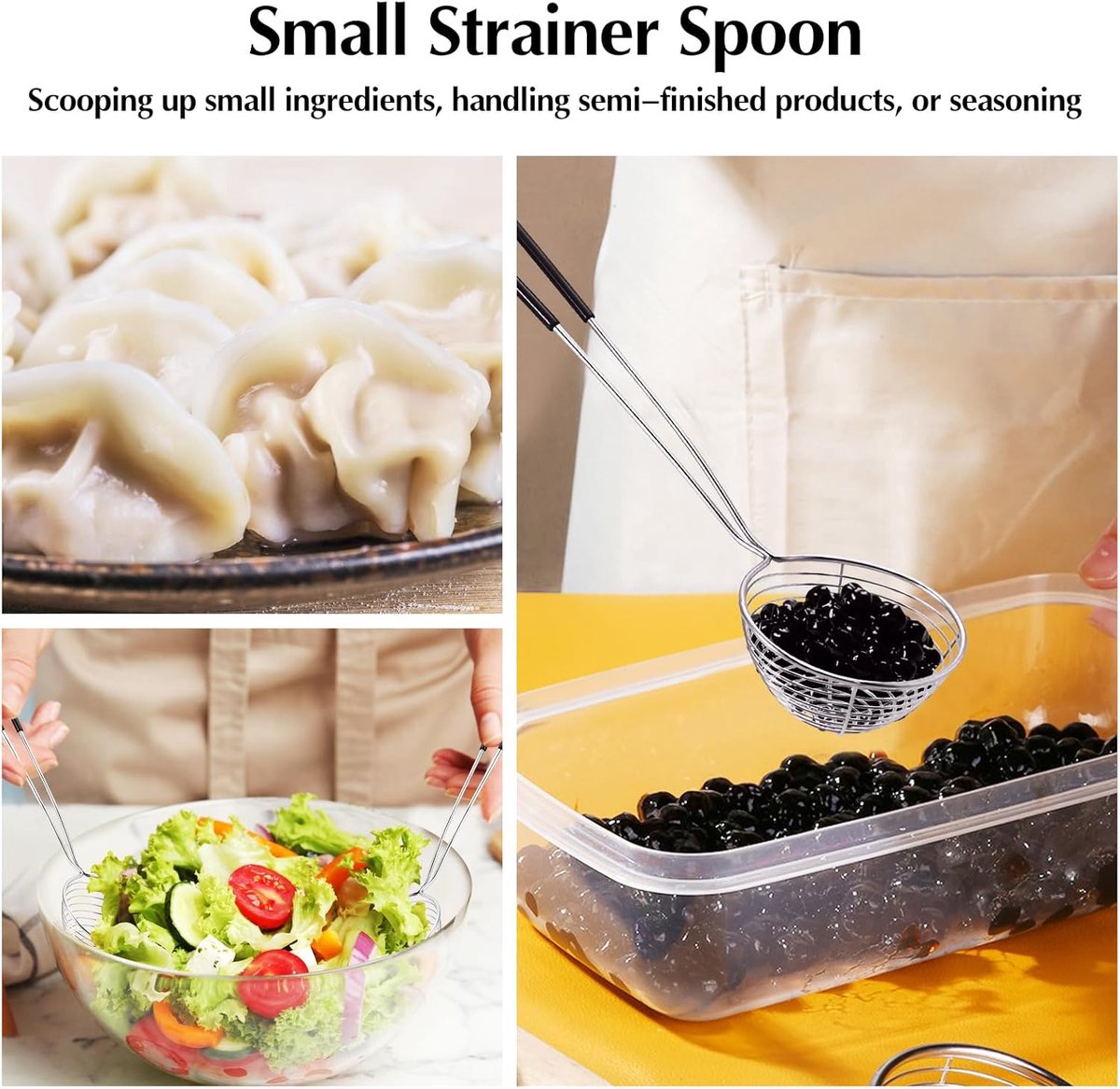 6 Pieces - Fondue nets - Stainless steel fondue nets - Fondue net - Fondue nets - Fondue baskets - Fondue strainer - with handle - for boba pearls, pasta, tortellini, meatballs and cooking