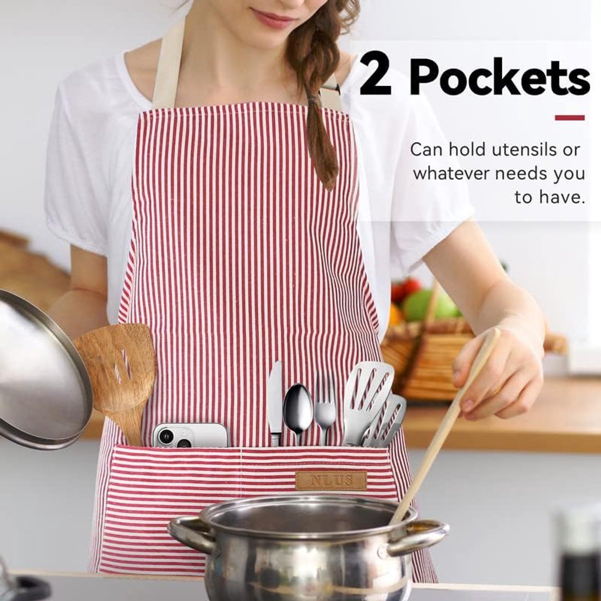 Kitchen Apron - 2 Pieces - Professional Cooking Apron - for Ladies and Gentlemen - Catering Apron - Easily Adjustable - BBQ Apron - Pottery Apron - Cooking Kitchen Aprons - kitchen cooking aprons - soft chef apron with 2 pockets - blue / pink