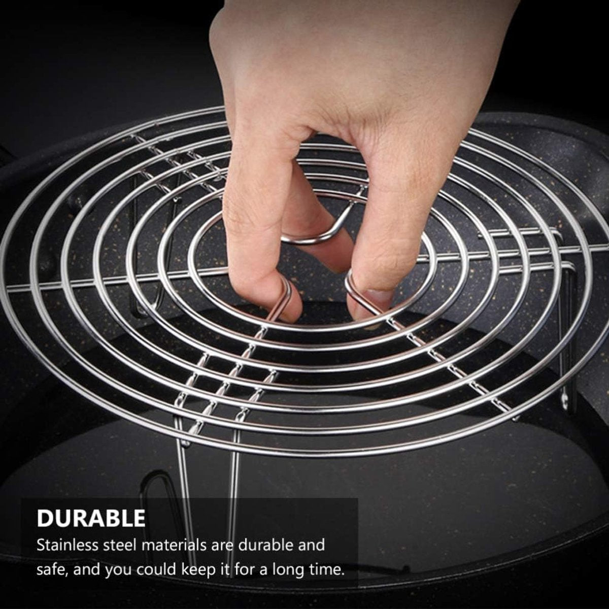 Stainless Steel Steamer Rack - 2 Pieces - Oven Rack - Round Steamer Rack - 7 cm high - Microwave Rack - Cooking Utensils - Steamer Basket - Kitchen Trivet - Dumpling cooking rack - steamer rack - for pressure cookers and air fryers - 16 x 16 x 7 cm