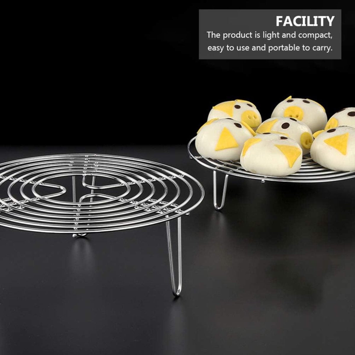 Stainless Steel Steamer Rack - 2 Pieces - Oven Rack - Round Steamer Rack - 7 cm high - Microwave Rack - Cooking Utensils - Steamer Basket - Kitchen Trivet - Dumpling cooking rack - steamer rack - for pressure cookers and air fryers - 16 x 16 x 7 cm