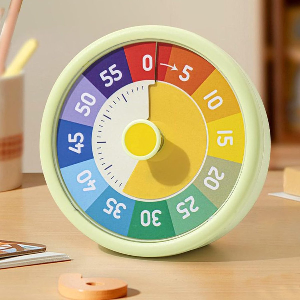 Timer - Visual timer - Visual countdown - 60-minute countdown timer - Countdown clock - Kitchen timer - Pomodoro timer - Silent time management - for fitness, studying, time management, cooking - 10.3*10.3*4.5 cm - green - (Battery not included)