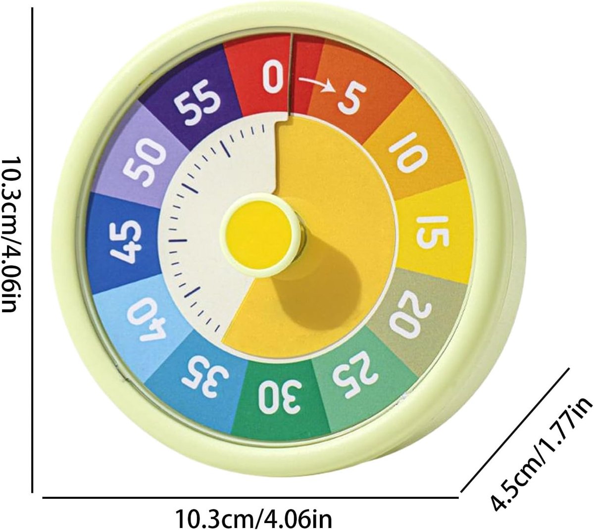 Timer - Visual timer - Visual countdown - 60-minute countdown timer - Countdown clock - Kitchen timer - Pomodoro timer - Silent time management - for fitness, studying, time management, cooking - 10.3*10.3*4.5 cm - green - (Battery not included)
